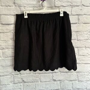 JCrew Black Scalloped Linen Sidewalk Skirt